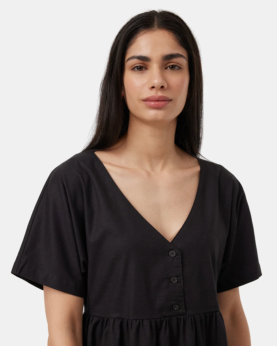 Hemp Button Front Swing Dress - Image 4