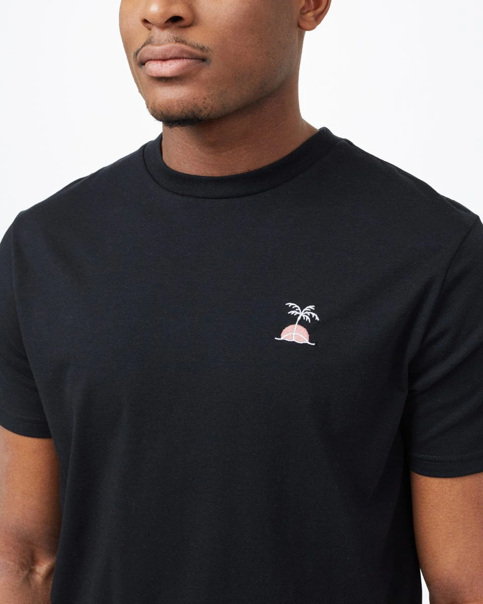 Palm Sunset Embroidery T-Shirt - Image 2