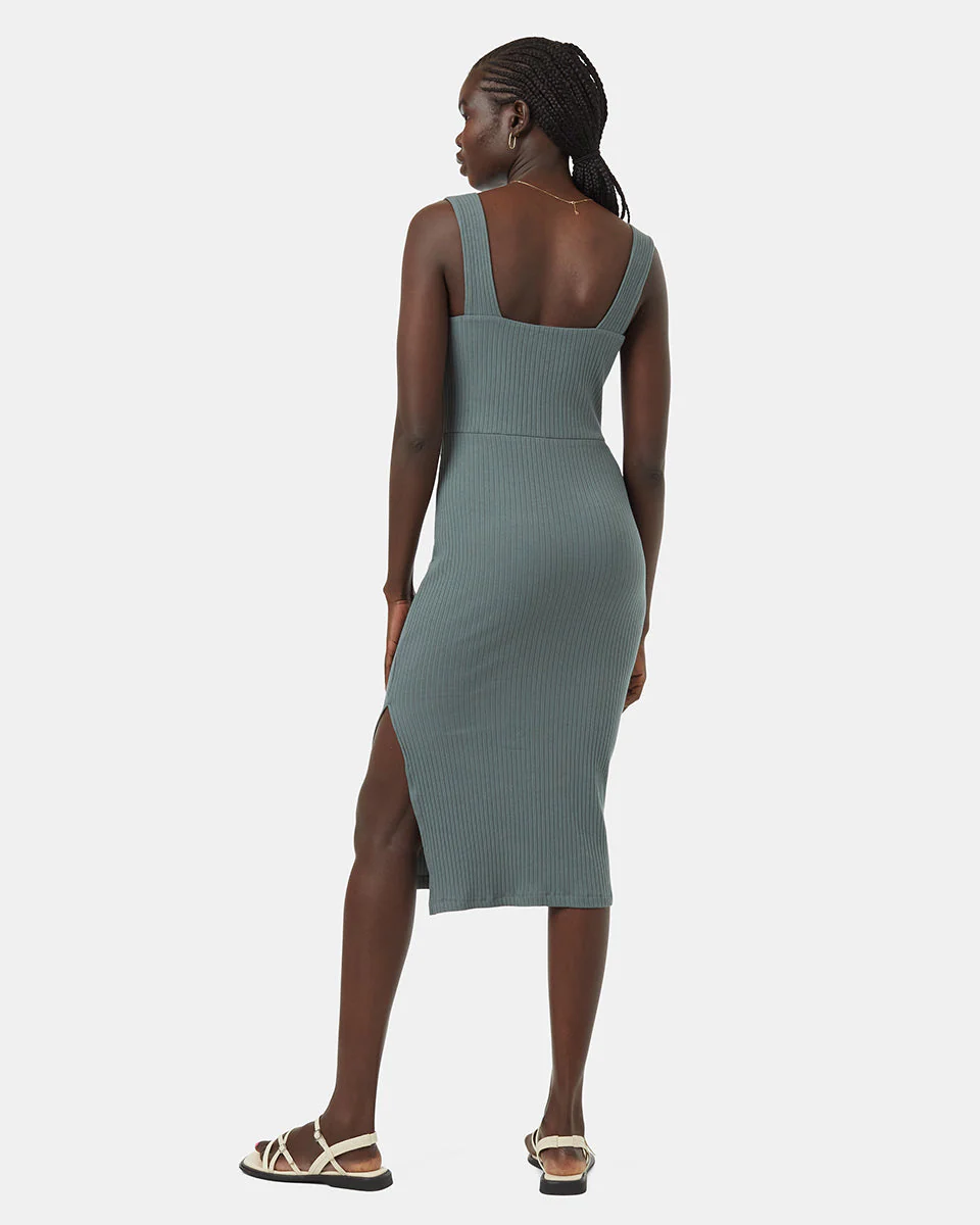 Rib Square Neck Dress - Image 3