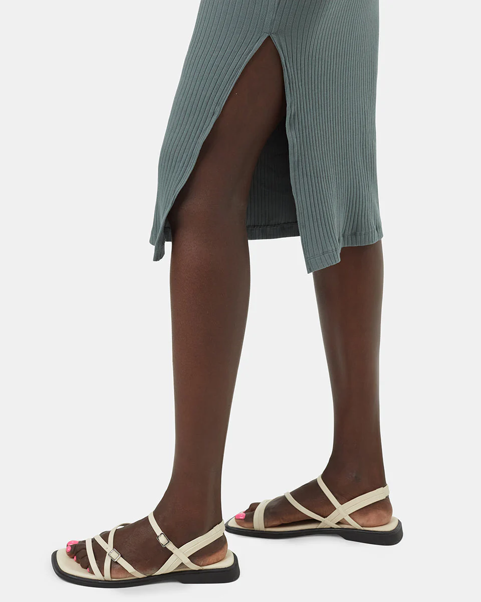 Rib Square Neck Dress - Image 5