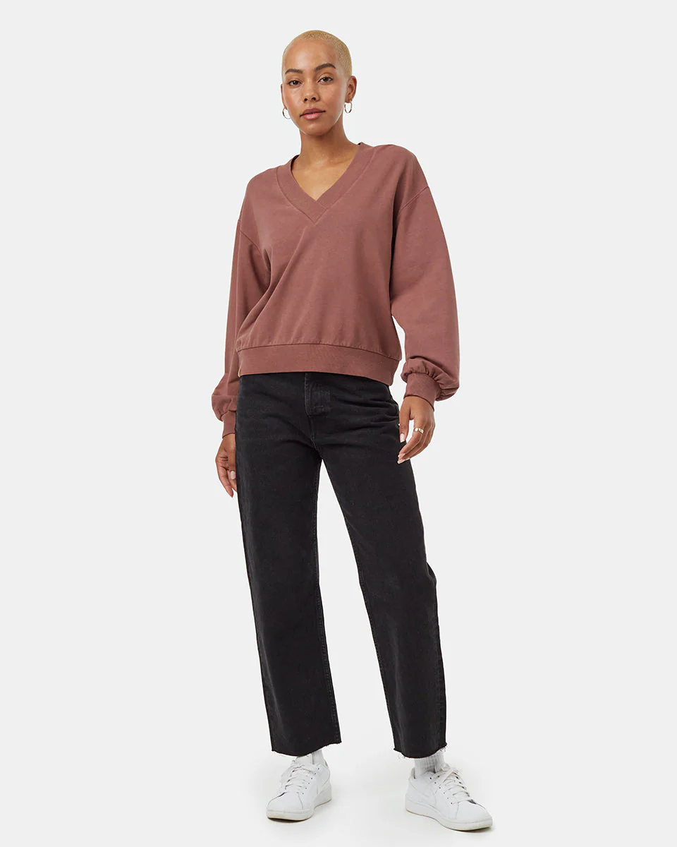 French Terry V-Neck Balloon Sleeve - Image 2