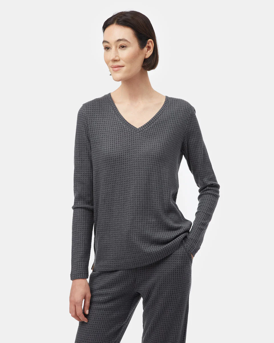 Wide Waffle V-Neck Top - Image 3